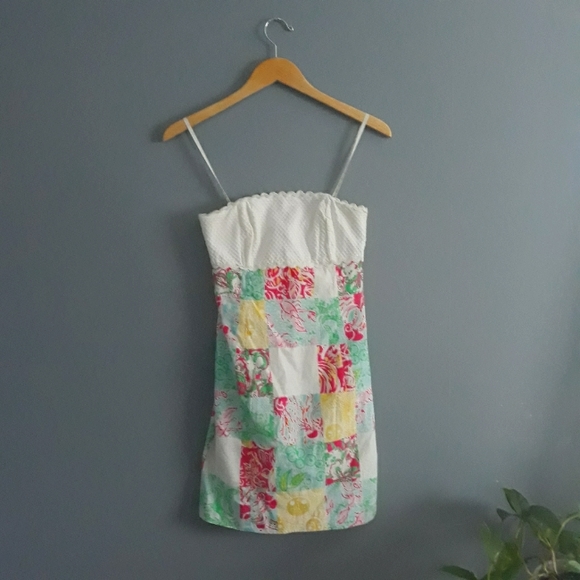 Lilly Pulitzer Franco Strapless Patchwork Dress size 0 - Picture 1 of 7